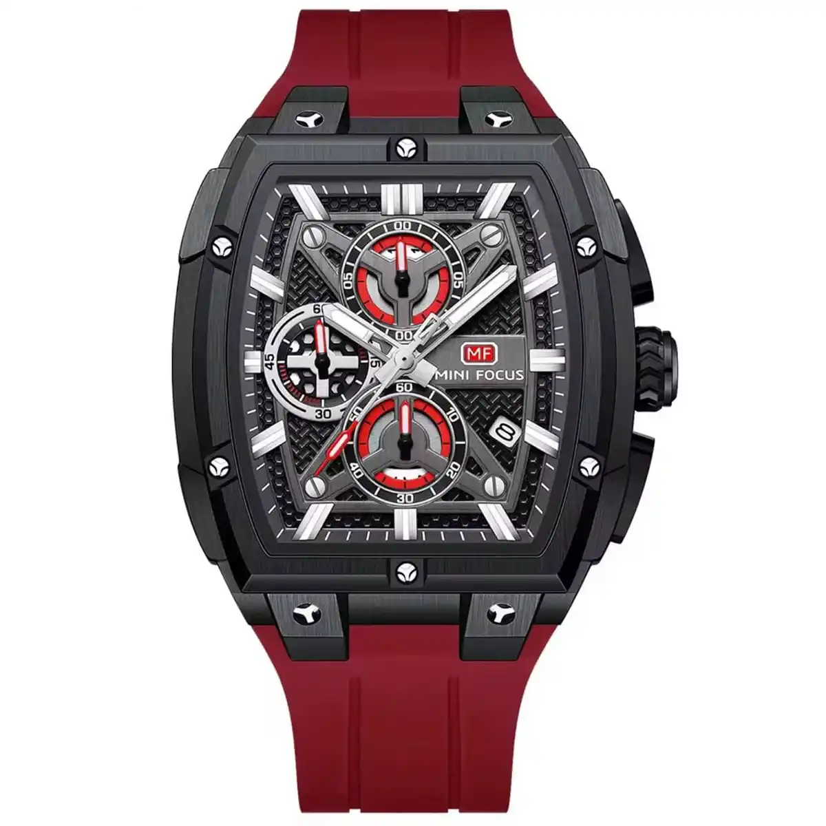 mf0602G.04 original mini focus men watch black dial red rubber strap egypt