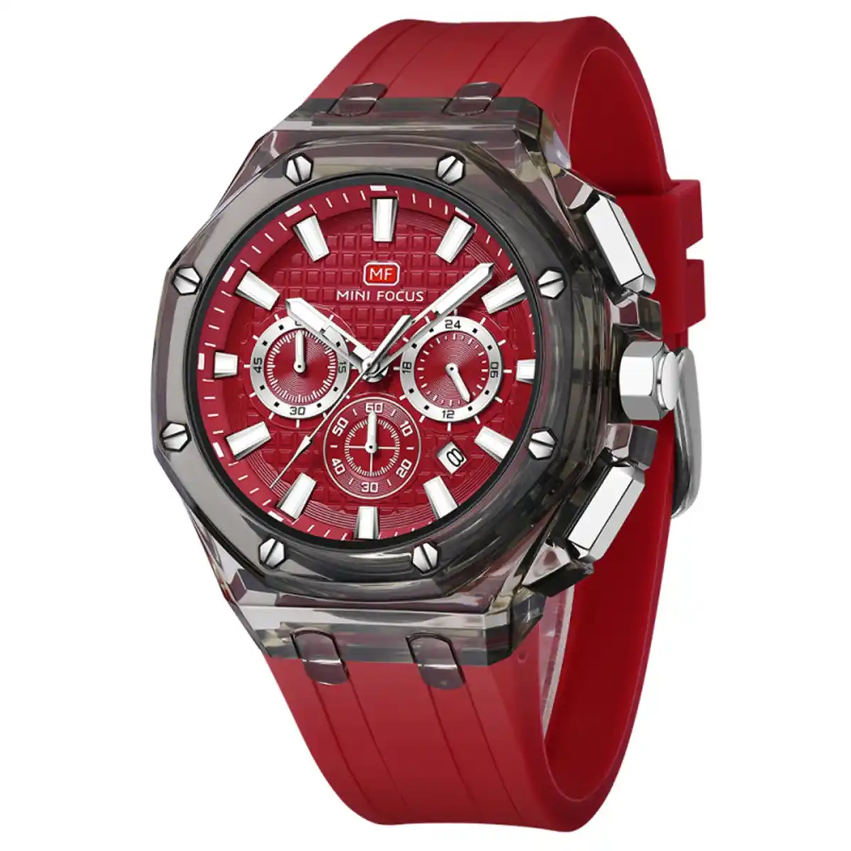 mf0616g.03 original mini focus men watch red dial red rubber strap egypt