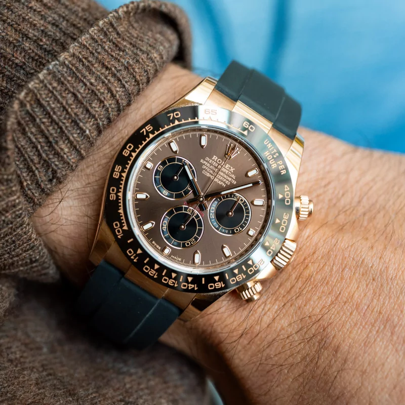 rolex daytona 116515ln rose gold oysterflex chocolate