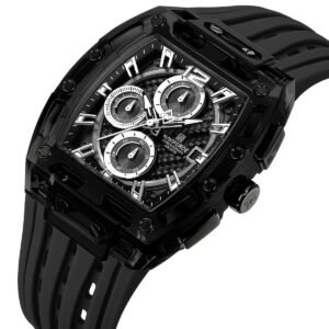 nf7105 b b b naviforce watch chronograph wr 3atm men black dial rubber strap quartz battery square analog for dream 2