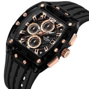 nf7105 b rg b naviforce watch chronograph wr 3atm men black dial rubber strap quartz battery square analog for dream 2