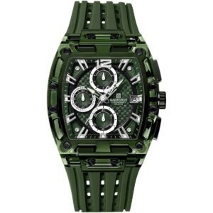 nf7105 gn gn gn naviforce watch chronograph wr 3atm men green dial rubber strap quartz battery square analog for dream