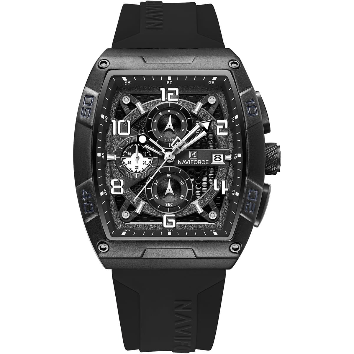 nf8052 b w b naviforce watch men black dial rubber strap quartz battery square analog chronograph for dream