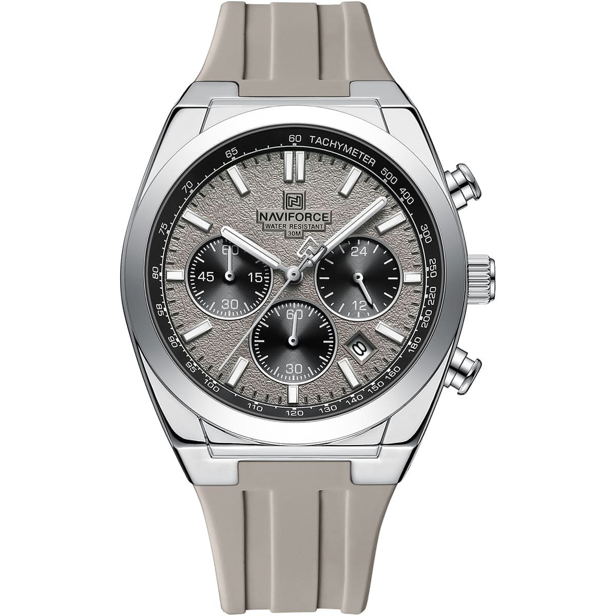 nf8080 s gy gy naviforce watch water resistant 30m men gray dial rubber grey strap quartz battery analog chronograph for dream