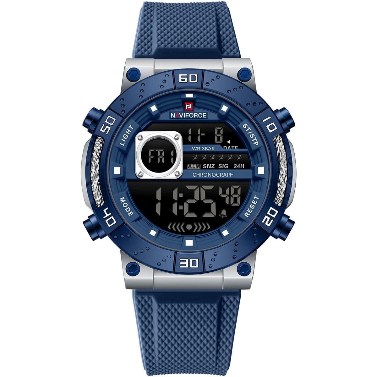 nf9241t s be be naviforce watch wr 3atm chronograph men blue dial rubber strap quartz battery digital for dream