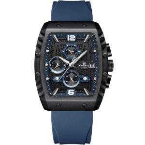 nf8025 b be be naviforce watch chronograph wr 3atm men blue dial rubber strap quartz battery square analog for dream