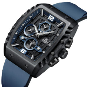 nf8025 b be be naviforce watch chronograph wr 3atm men blue dial rubber strap quartz battery square analog for dream 2