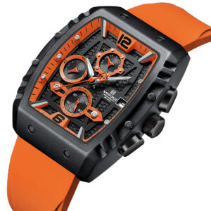 nf8025 b o o naviforce watch chronograph wr 3atm men orange dial rubber strap quartz battery square analog for dream 2
