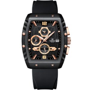 nf8025 b rg b naviforce watch chronograph wr 3atm men black dial rubber strap quartz battery square analog for dream