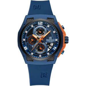 nf8051t b be be naviforce watch chronograph wr 3atm men blue dial rubber strap quartz battery analog for dream