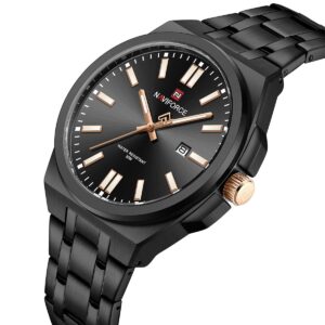 nf9226 b b rg naviforce watch water resistant 30m men black dial stainless steel metal strap quartz battery analog three hand for dream 2