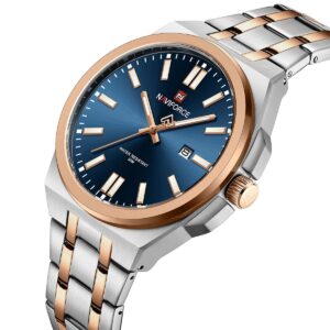 nf9226 s be rg naviforce watch water resistant 30m men blue dial stainless steel metal silver rose gold strap quartz battery analog three hand for dream 2